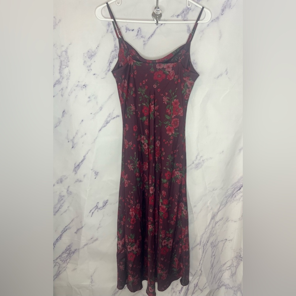 Altar'd State Burgundy Floral Slip Dress Sz S - Picture 4 of 4